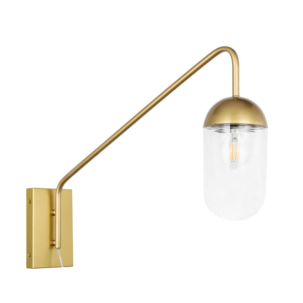 Kace Brass One-Light Wall Sconce with Clear Glass, image 5