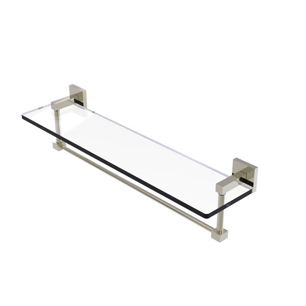 Montero Polished Nickel 22-Inch Glass Vanity Shelf with Integrated Towel Bar, image 1