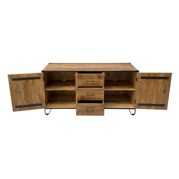 Blaise Natural and Black Urban Style Two Door Credenza, image 4