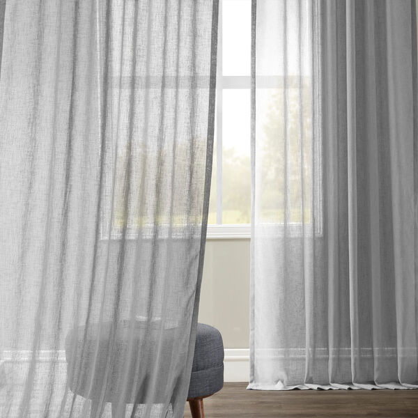 Nickel Faux Linen Sheer Single Panel Curtain Panel, 50 X 120, image 2