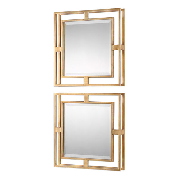 Allick Gold Square Mirrors, Set of Two, image 3