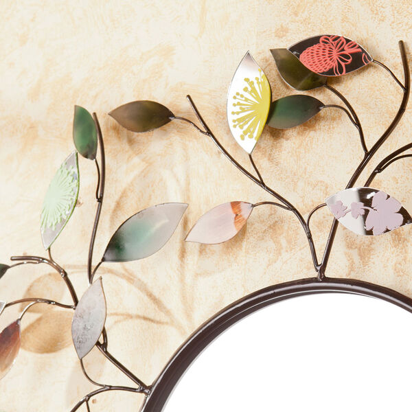 Multicolored Decorative Metallic Leaf Wall Mirror, image 2