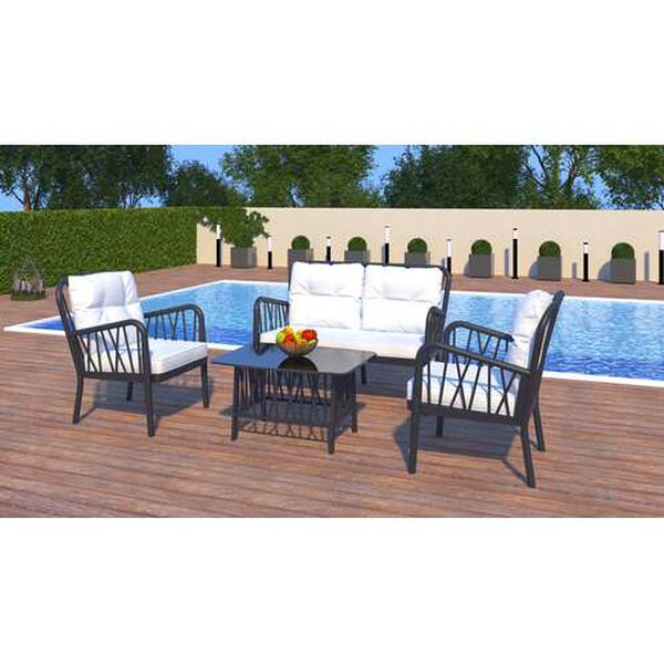 Gala Anthracite Four-Piece Outdoor Seating Set with Cushion, image 3