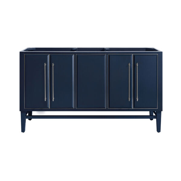 Navy Blue 60-Inch Bath vanity Cabinet with Silver Trim, image 1