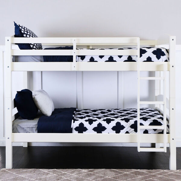 White Twin/Twin Solid Wood Bunk Bed, image 1