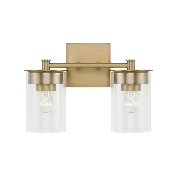 HomePlace Mason Aged Brass Two-Light Vanity with Clear Glass, image 4