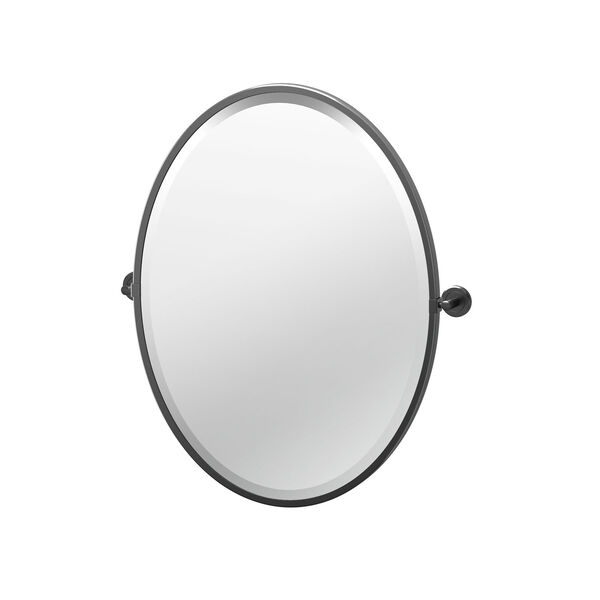 Latitude II 27.5-Inch Framed Oval Mirror Matte Black, image 1