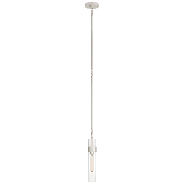 Presidio Petite Tall Pendant in Polished Nickel with Clear Glass by Ian K. Fowler, image 1