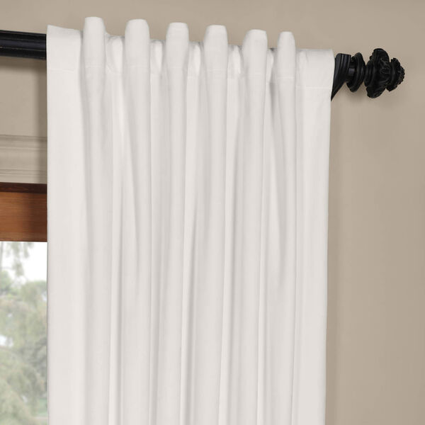 White 120 x 50 In. Plush Velvet Curtain Single Panel, image 4