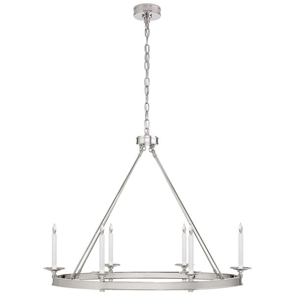 Launceton Large Oval Chandelier in Polished Nickel by Chapman and Myers, image 1