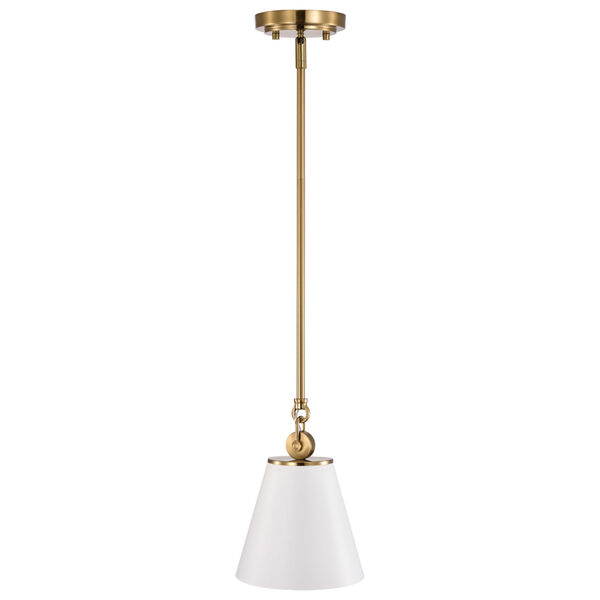 Dover White and Vintage Brass One-Light Mini Pendant, image 2