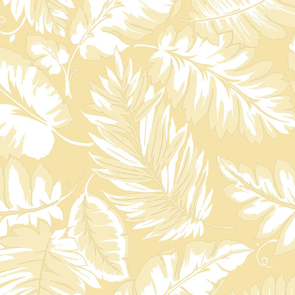 Yellow Palm Leaf Wallpaper - SAMPLE SWATCH ONLY, image 1