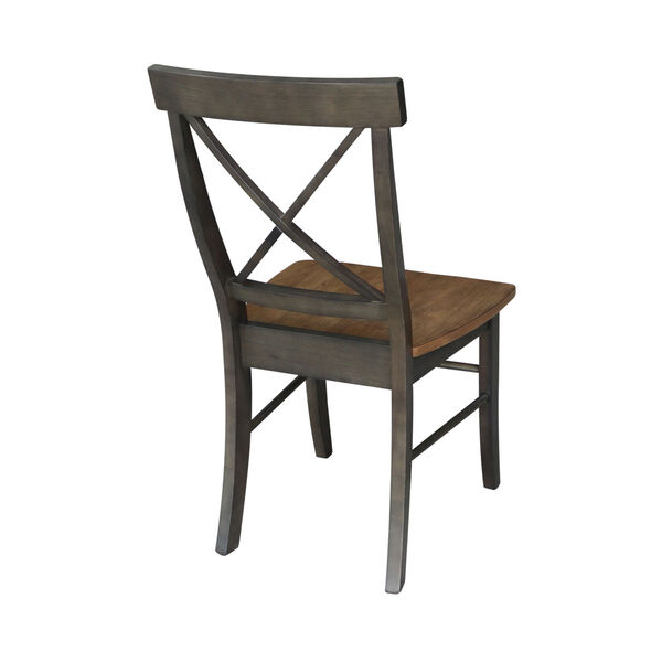 Hickory and Washed Coal X-Back Chair with Solid Wood Seat, Set of 2, image 2
