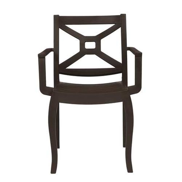 Zeus Brown 21-Inch Outdoor Stackable Armchair, Set of Four, image 5