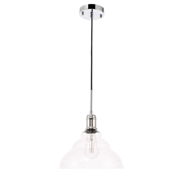 Gil Chrome 11-Inch One-Light Pendant with Clear Seeded Glass, image 3