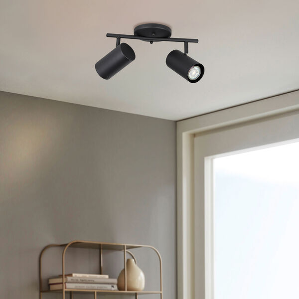 Calloway Structured Black Two-Light LED Fixed Track Light with Metal Cylinder Shades, image 2