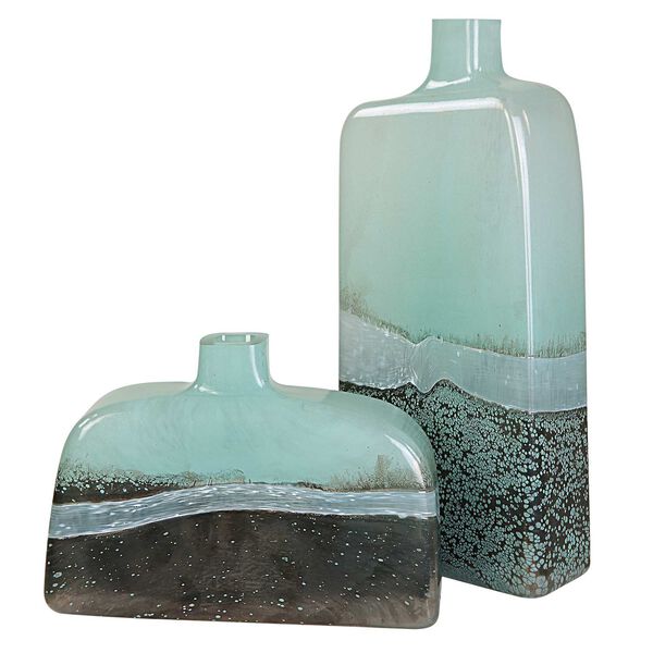Fuze Aqua Bronze Vase, Set of Two, image 2
