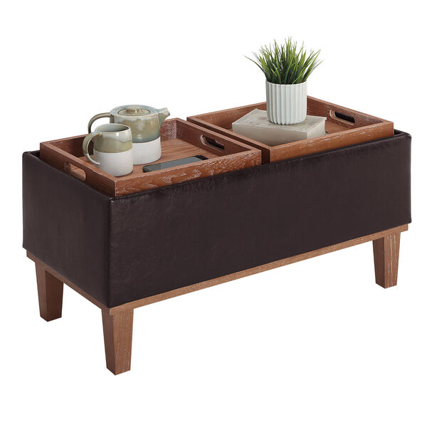 Brown Designs4Comfort Brentwood Storage Ottoman with Reversible Tray, image 2
