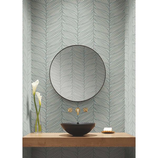 Luminous Leaves Spa and Silver Wallpaper, image 1
