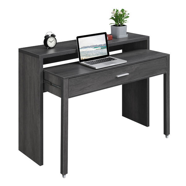 Newport JB Charcoal Gray Sliding Desk with Drawer and Riser, image 3