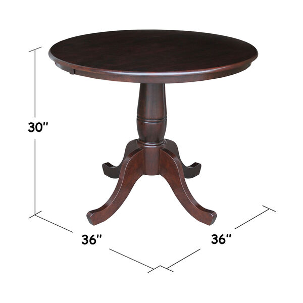 30-Inch Tall, 36-Inch Round Top Rich Mocha Pedestal Dining Table, image 2