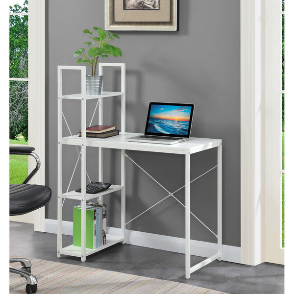 Designs2Go White Office Workstation with Shelves, image 2