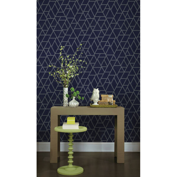 Grandmillennial Navy Pathways Pre Pasted Wallpaper - SAMPLE SWATCH ONLY, image 1