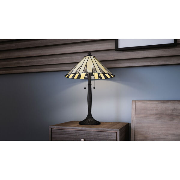 Legend Matte Black Two-Light Tiffany Table Lamp, image 3