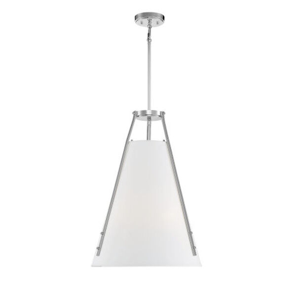 Irving Polished Nickel and White Four-Light Pendant, image 1