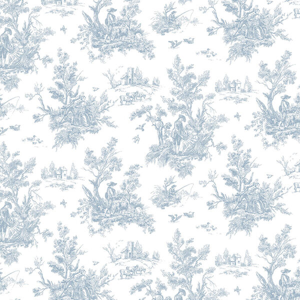 Blue Toile Wallpaper - SAMPLE SWATCH ONLY, image 1