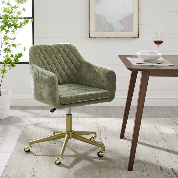 Imogen Green and Gold Quilted Office Chair, image 4
