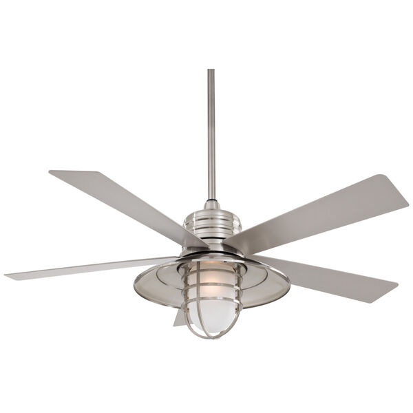 Rainman Brushed Nickel Wet 54-Inch One-Light Outdoor Ceiling Fan, image 1