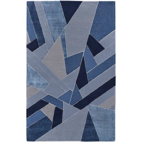 Nash Farmhouse Geometric Blue Silver Rectangular 3 Ft. 6 In. x 5 Ft. 6 In. Area Rug, image 1