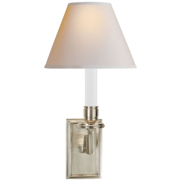 Dean Library Sconce in Brushed Nickel with Natural Paper Shade by Alexa Hampton, image 1