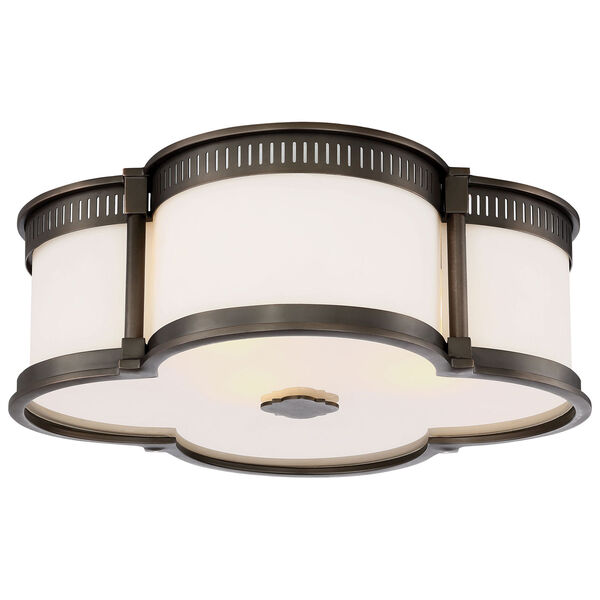 Harvard Court Bronze 16-Inch LED Flush Mount with Etched White Glass, image 1