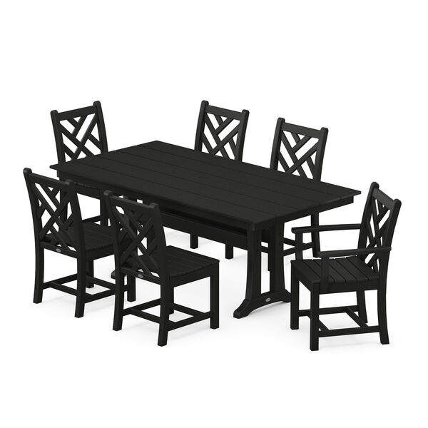 Chippendale Black Trestle Dining Set, 7-Piece, image 1