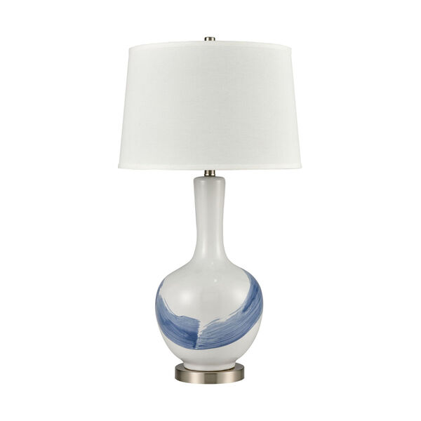 Kircubbin White Blue Satin Nickel One-Light Table Lamp, image 2
