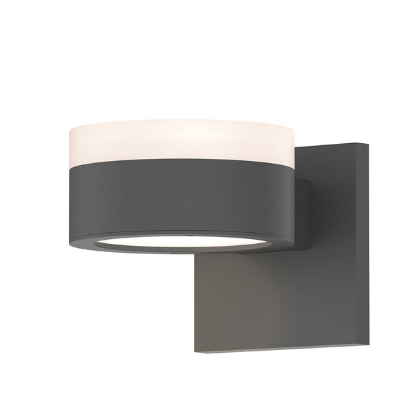 Inside-Out REALS Textured Gray Up Down LED Sconce with Plate Lens and Cylinder Cap - White Cap with Frosted White Lens, image 1
