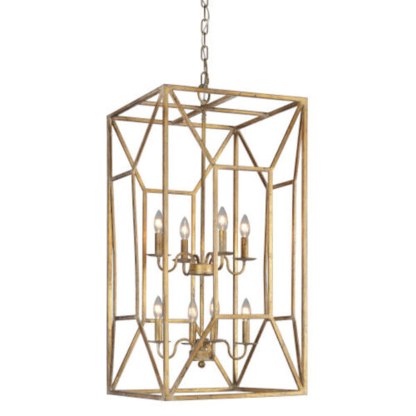 Madison Distressed Gold Eight-Light Chandelier, image 1