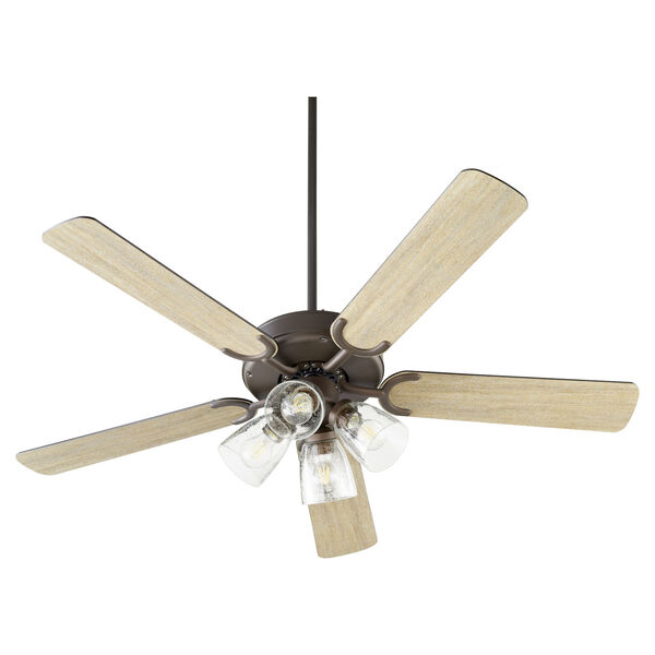 Virtue Oil Bronze Four-Light 52-Inch Ceiling Fan with Clear Seeded Glass, image 1