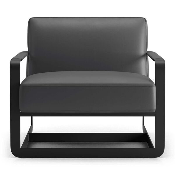 Sava Graphite Leather Lounge Chair, image 1