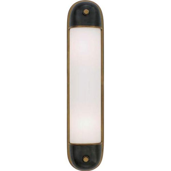 Selecta Long Sconce in Bronze and Hand-Rubbed Antique Brass with White Glass by Thomas O'Brien, image 1