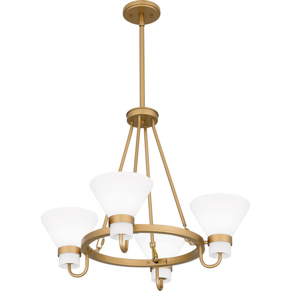 Marigold Painted Weathered Brass Four-Light Chandelier, image 6