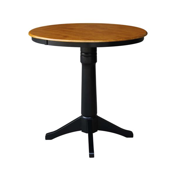 Black and Cherry 35-Inch High Round Pedestal Table, image 1