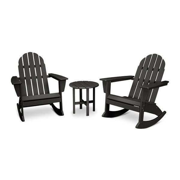 Vineyard Black Adirondack Rocking Chair Set, 3-Piece, image 1