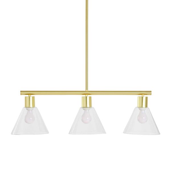 Gold Three-Light Mini Pendant with Clear Shade, image 2