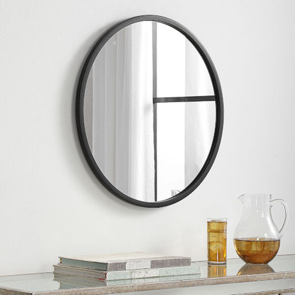 Linden Matte Black 24-inch Round Wall Mirror, image 4