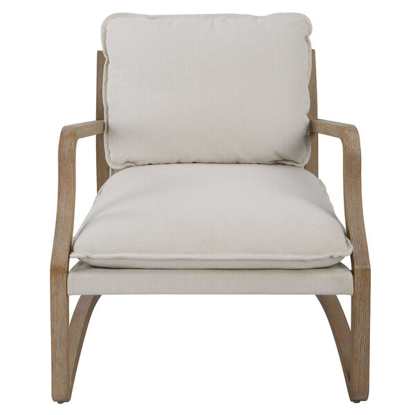 Melora White and Natural Accent Chair, image 1