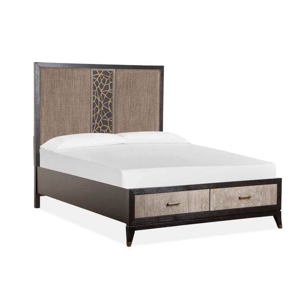 Ryker Nocturn Black and Coventry Gray Complete Panel Storage Bed with Upholstered Headboard, image 1