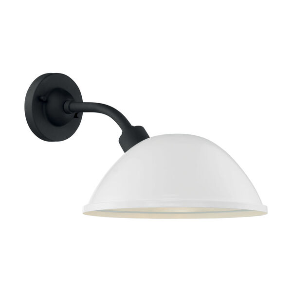 South Street Gloss White and Textured Black 12-Inch One-Light Outdoor Wall Mount, image 2